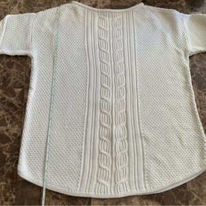 Champs Cream EUC Cable Knit Tunic Sweater Preppy Round Neck women’s (L)